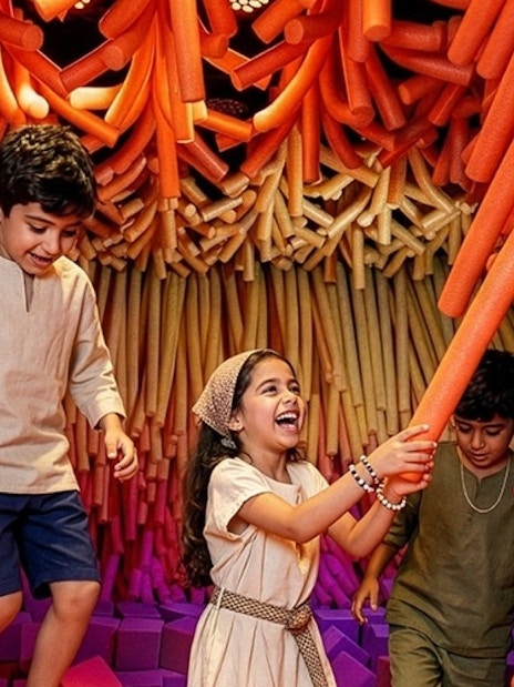 Kids enjoying interactive play area at Dopamine Land, Dubai.