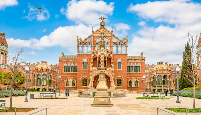 Hospital de la Santa Creu i Sant Pau complex, Art Nouveau architecture in Barcelona, Spain.