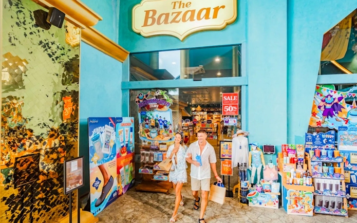 Visitors shopping at The Bazaar in Andamanda Phuket Water Park.