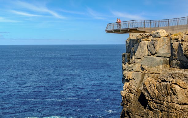 Cliffside viewing platform overlooking the ocean on a South Australia tour.