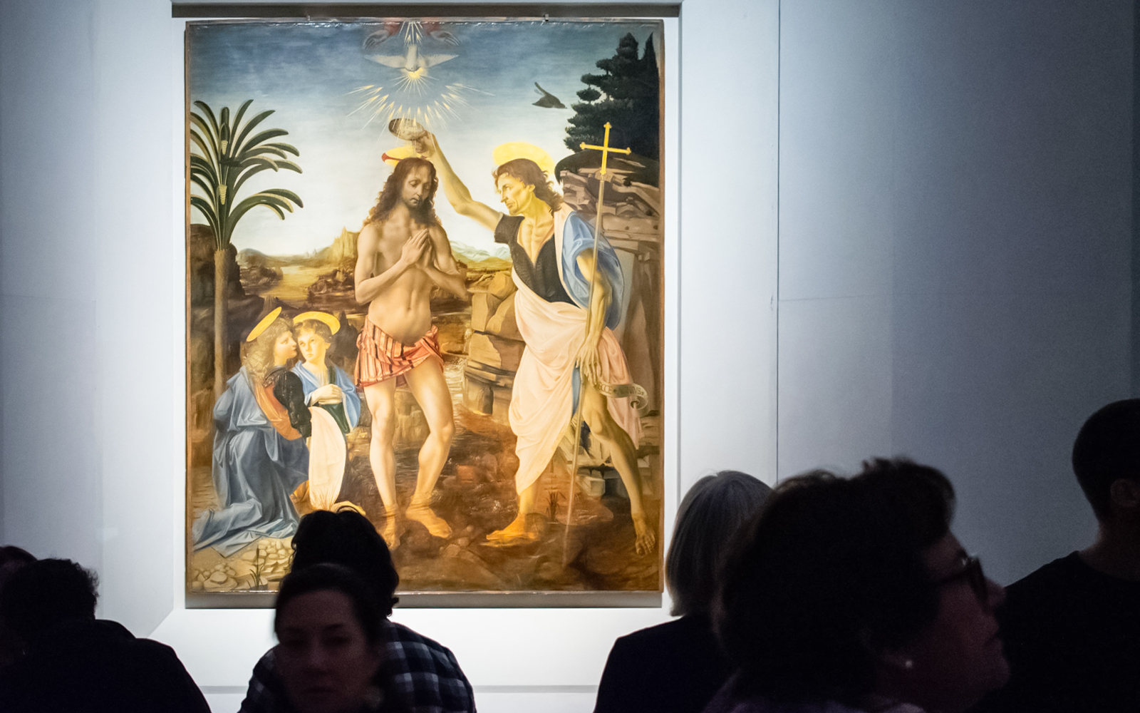 Painting of the Baptism of Christ at Uffizi Gallery, Florence.