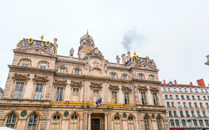 Lyon City Hall facade in Old Town during self-guided exploration game.