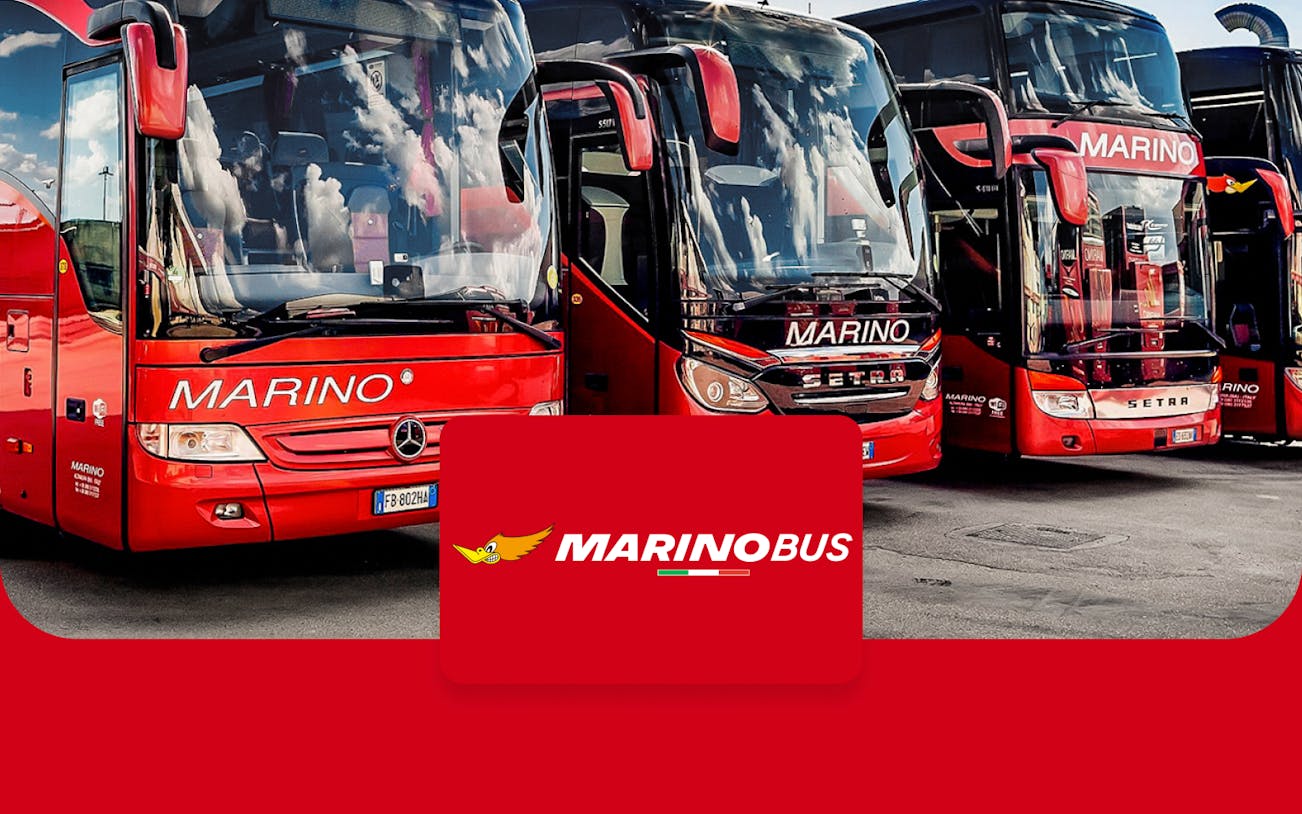 Marino Bus fleet for round-trip tickets between Matera and Naples Metropark.