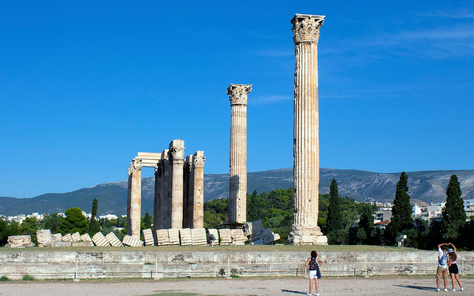 Temple of Olympian Zeus ruins with columns in Athens, Greece.