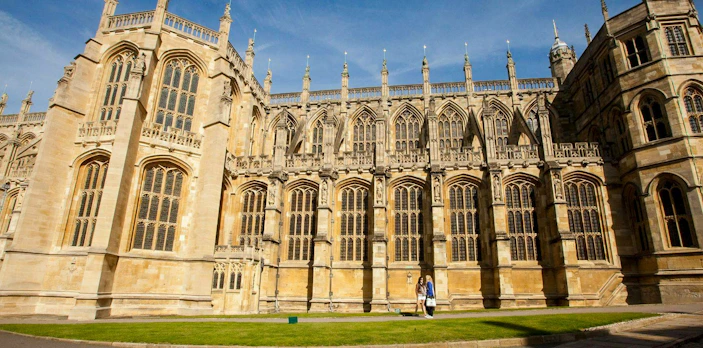 St. George's Chapel exterior at Windsor Castle, showcasing Gothic architecture.