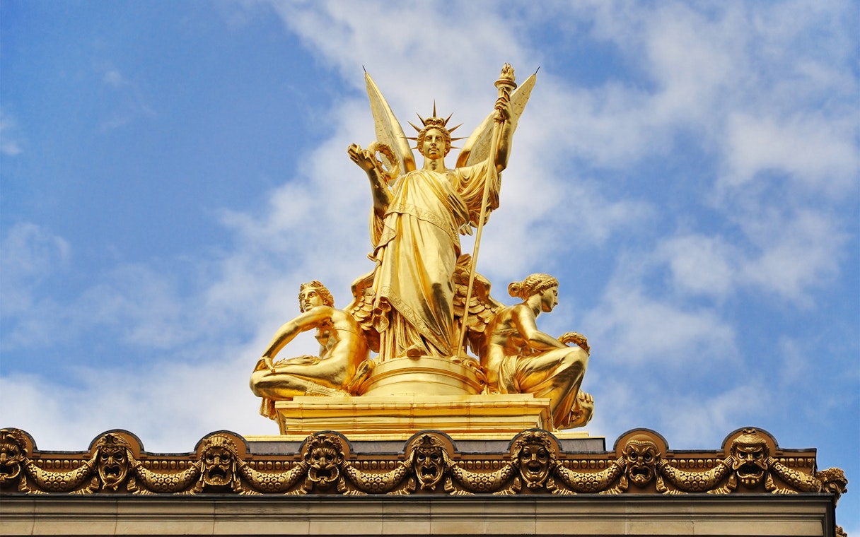 Sculpture Poetry by Charles Gumery on Opera Garnier façade, Paris.