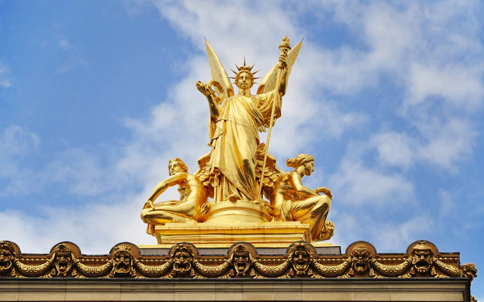 Sculpture Poetry by Charles Gumery on Opera Garnier façade, Paris.