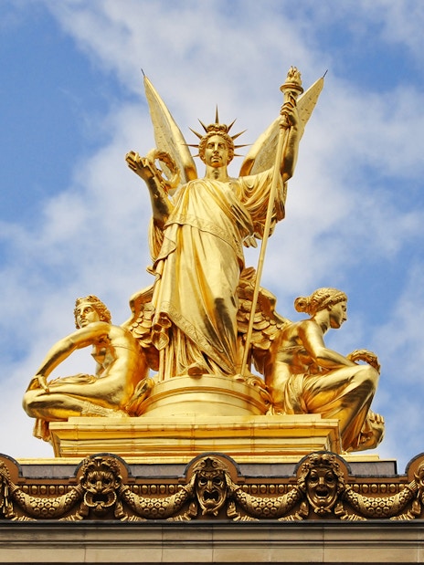 Sculpture Poetry by Charles Gumery on Opera Garnier façade, Paris.