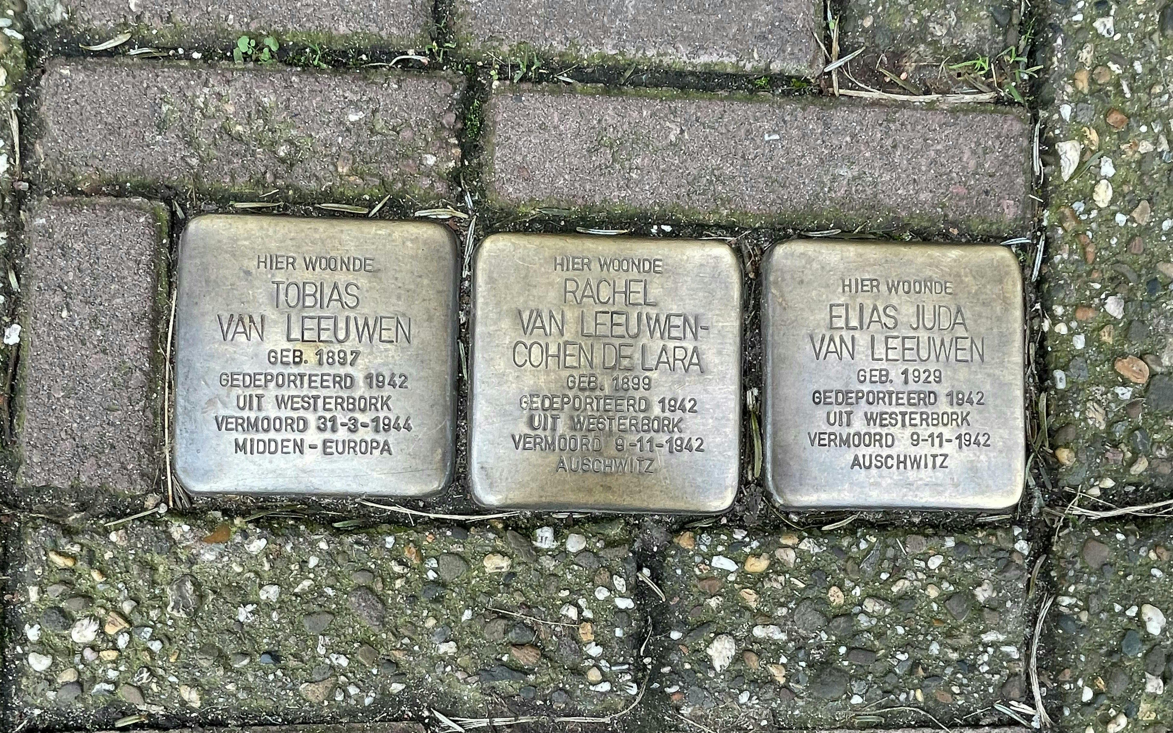 Stolpersteine memorial stones in Amsterdam for Anne Frank House tour.