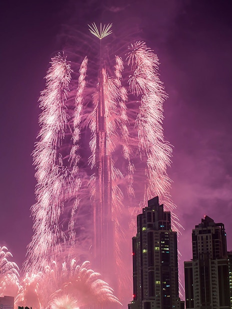 Burj Khalifa fireworks display during New Year’s Eve in Dubai.