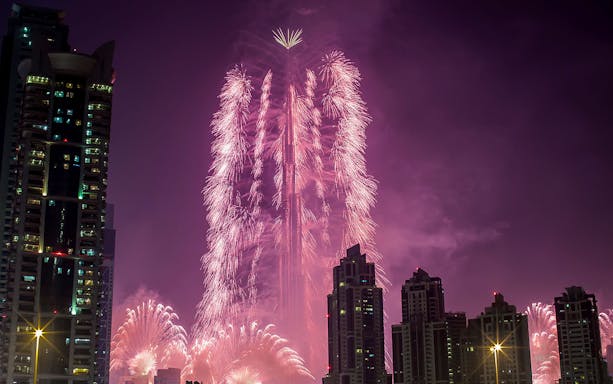 Burj Khalifa fireworks display during New Year’s Eve in Dubai.