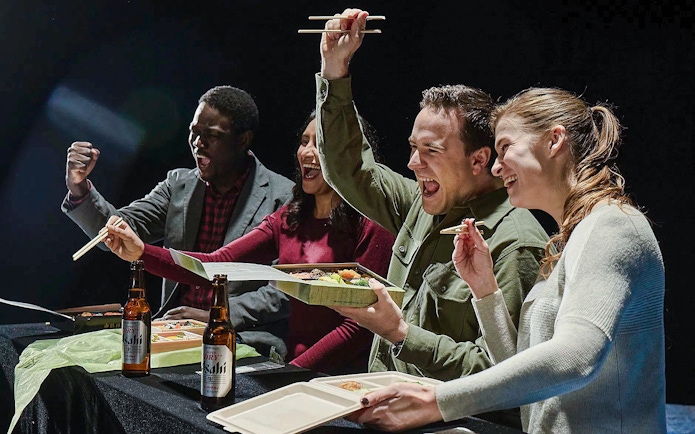 Guests enjoying sushi at The Sumo Hall Hirakuza Osaka.