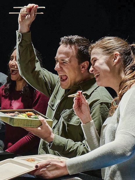 Guests enjoying sushi at The Sumo Hall Hirakuza Osaka.