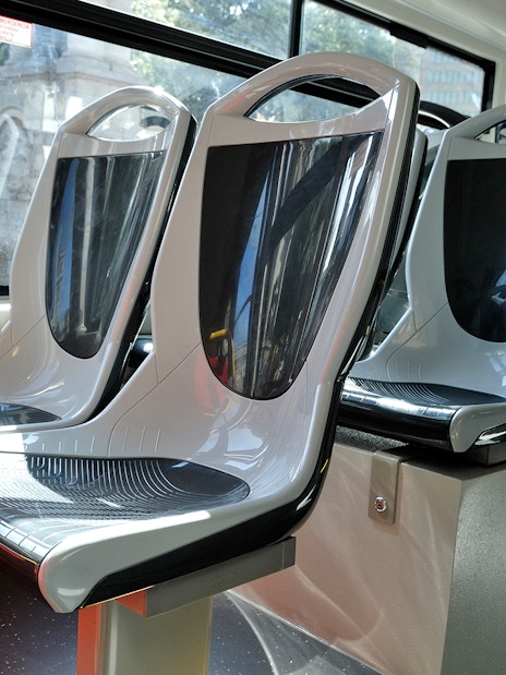 Interior seats of Aerobus for Barcelona City Tour.