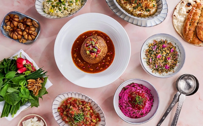 3-course set menu at Ariana's Persian Kitchen with various traditional dishes.