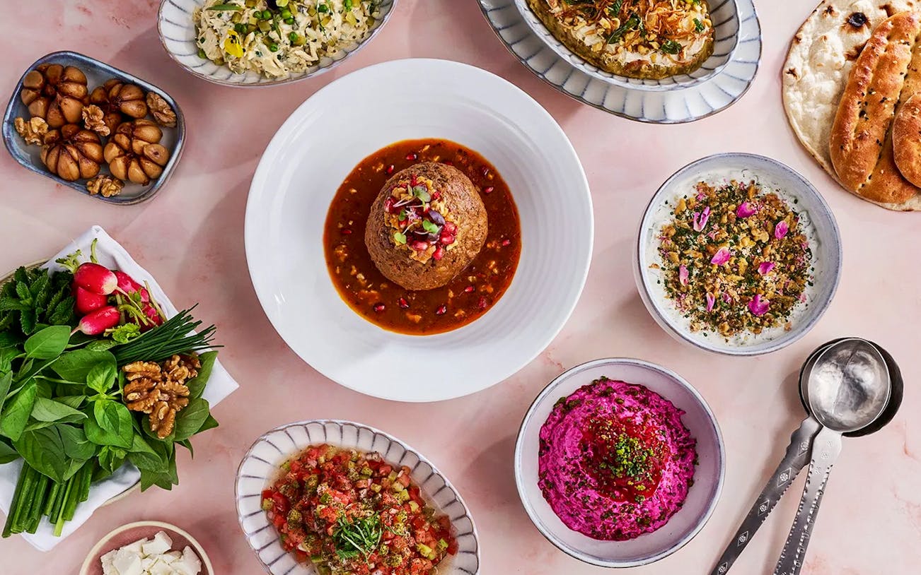 3-course set menu at Ariana's Persian Kitchen with various traditional dishes.