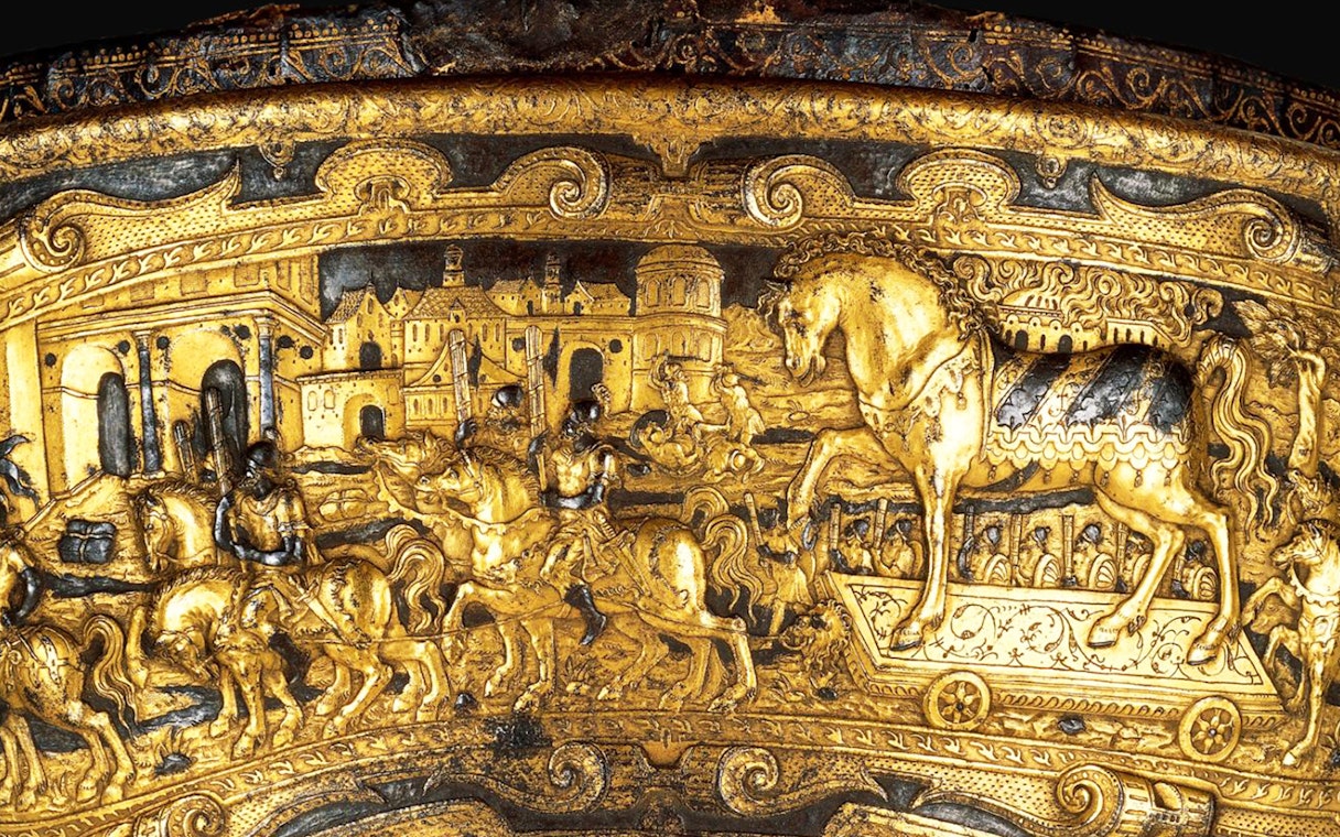 Trojan War scene depicted on ancient artifact, Full-Day Troy Tour from Istanbul.
