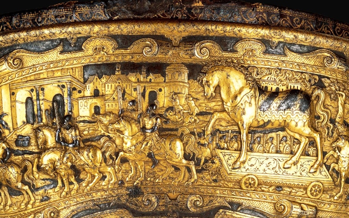 Trojan War scene depicted on ancient artifact, Full-Day Troy Tour from Istanbul.
