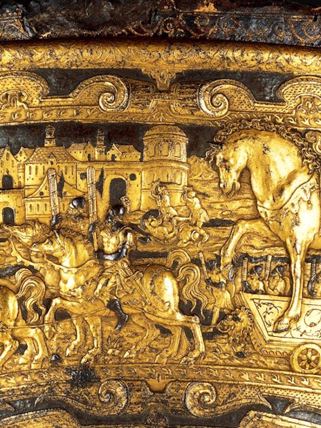Trojan War scene depicted on ancient artifact, Full-Day Troy Tour from Istanbul.