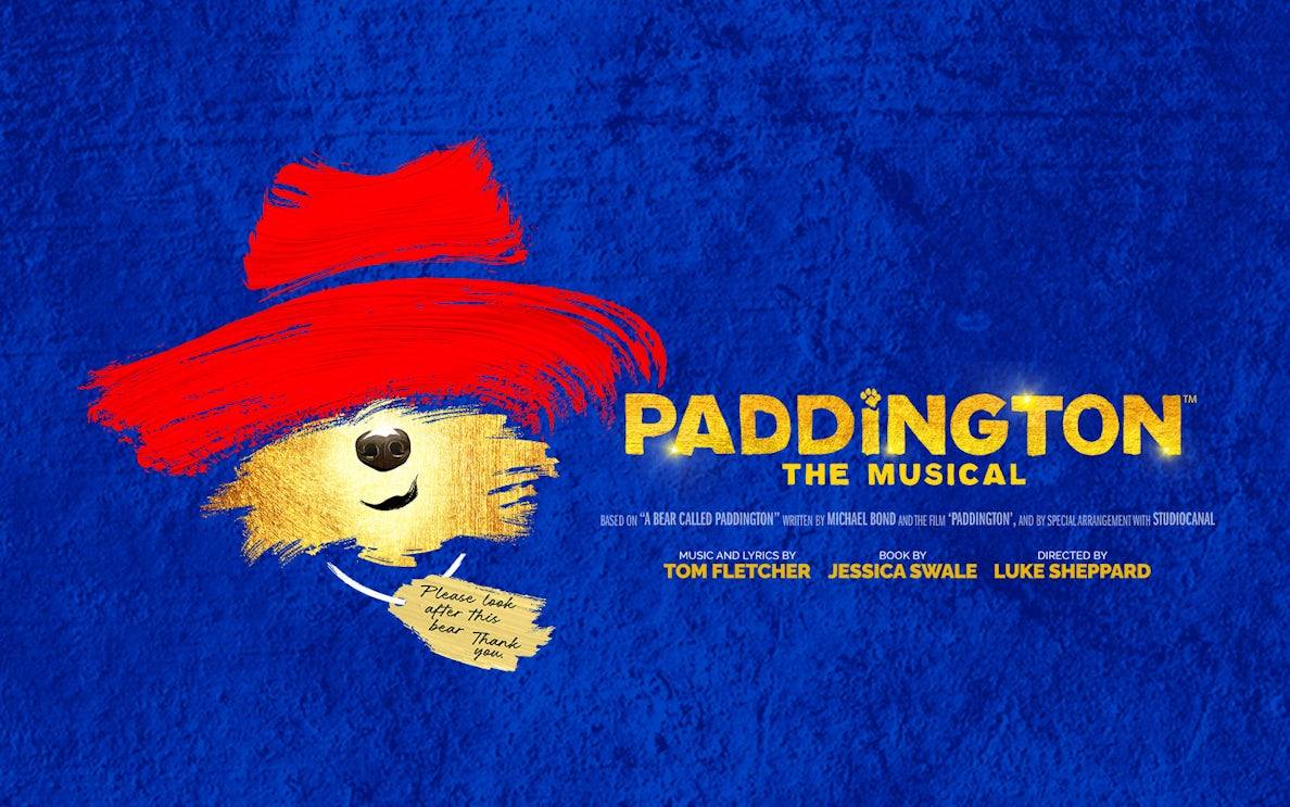 Paddington The Musical poster with red hat and note, West End show.