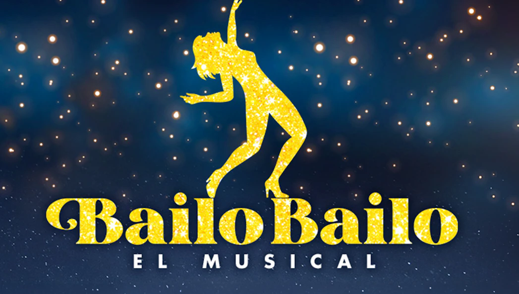 Bailo Bailo el Musical logo with a glittering silhouette of a dancer.