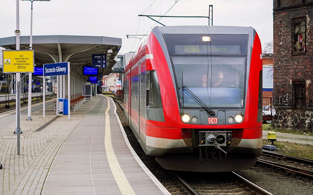 Train at Szczecin Główny station, Poland, part of Eurail Global Continuous Pass route.