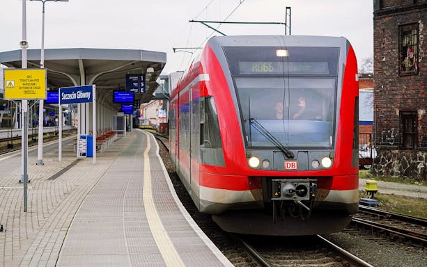 Train at Szczecin Główny station, Poland, part of Eurail Global Continuous Pass route.