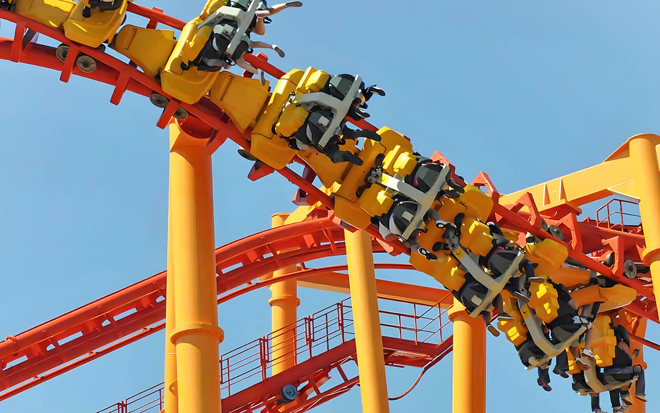 Roller coaster loop at Six Flags Discovery Kingdom.