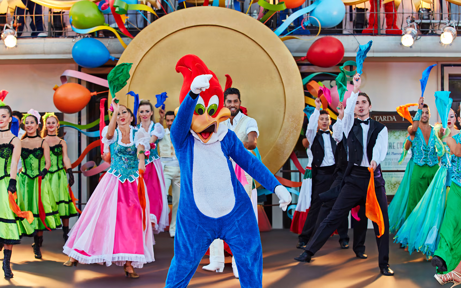 Performance of people dressed up in vibrant costumes