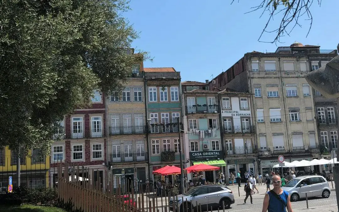 Colorful historic buildings in Porto city center, part of the Porto Wine Trails and Tasting Tales tour.