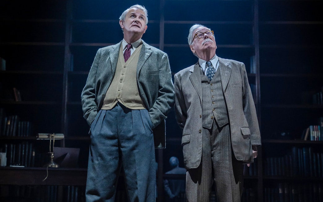 Stage performance of Shadowlands in Westend with two actors in suits.