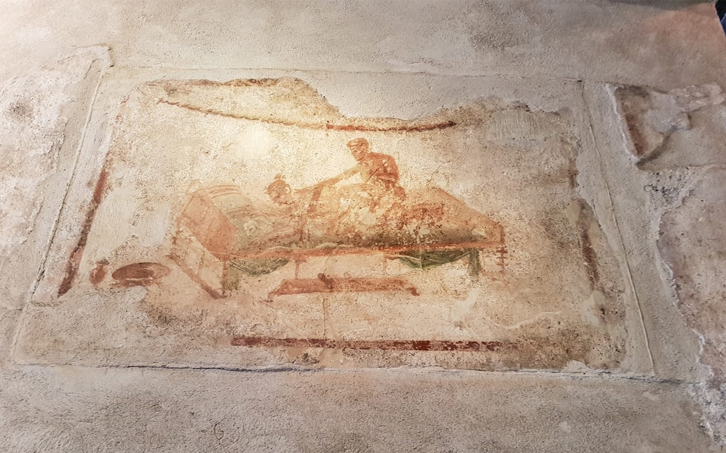 Fresco depicting a scene in Pompeii, Italy.