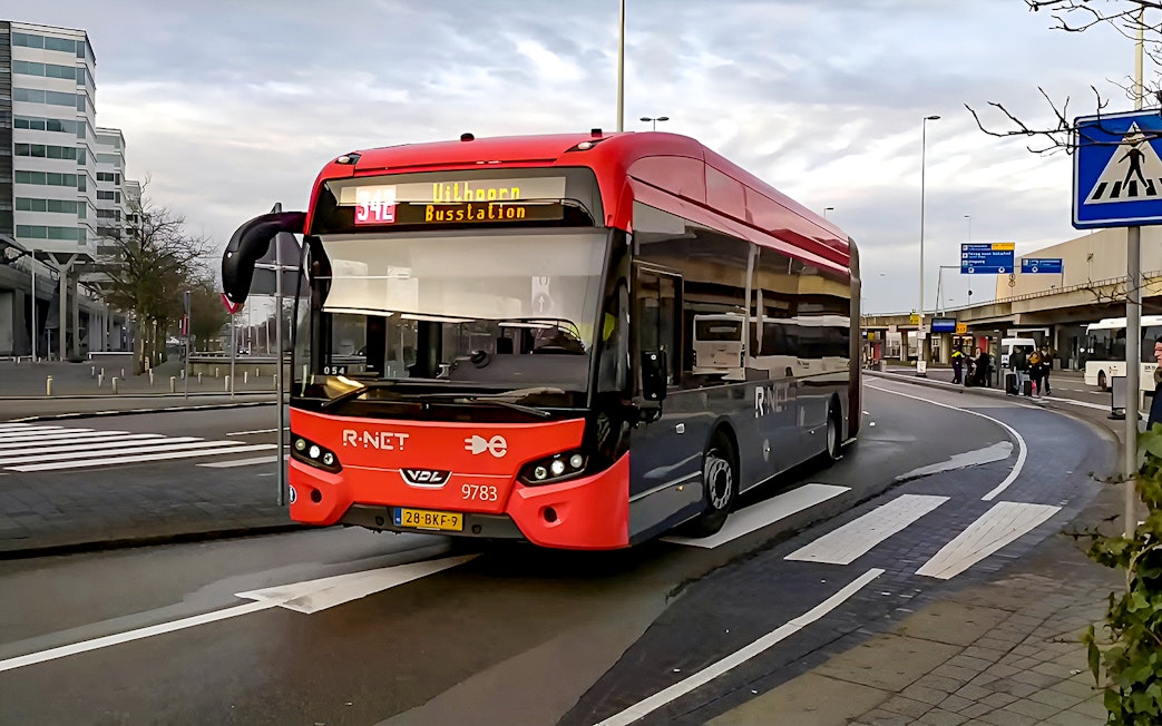 Amsterdam Airport Express bus at Schiphol Airport heading to Elandsgracht.