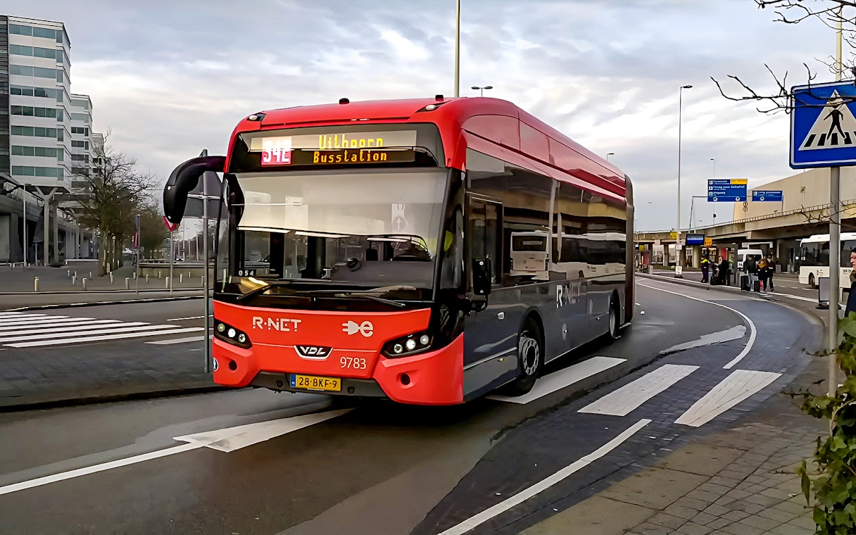Amsterdam Airport Express bus at Schiphol Airport heading to Elandsgracht.
