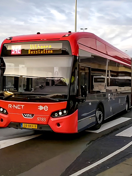 Amsterdam Airport Express bus at Schiphol Airport heading to Elandsgracht.