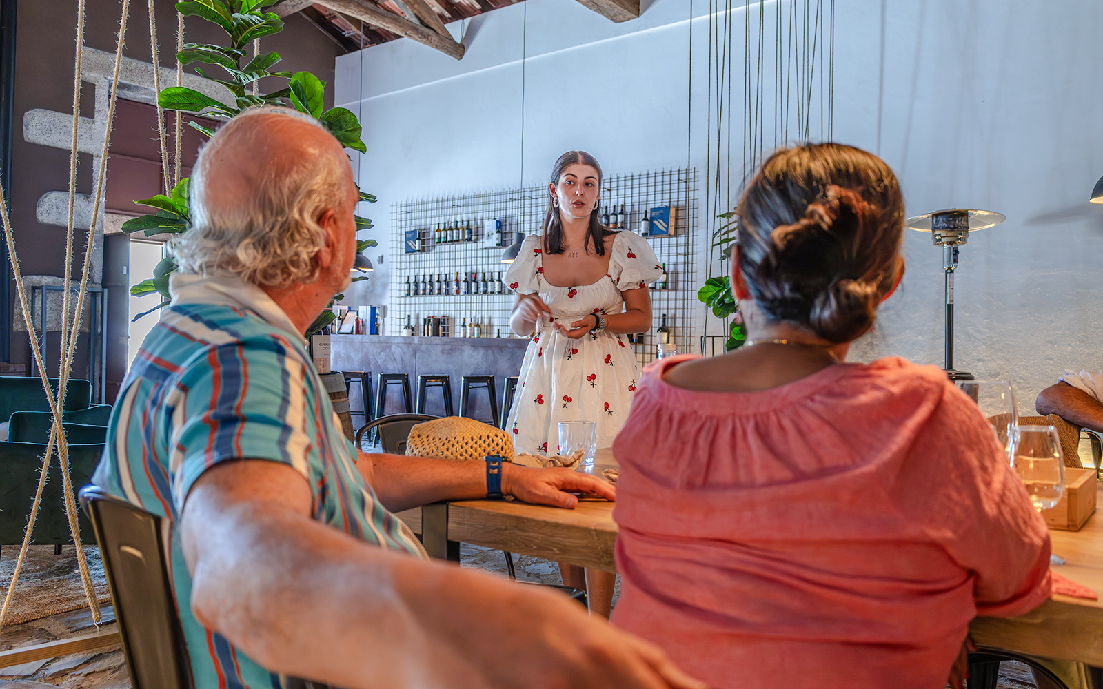 Guide leading wine tasting session on Douro Tour from Porto.