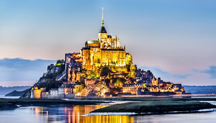 View of the Immersive night in Mont-Saint-Michel Abbey