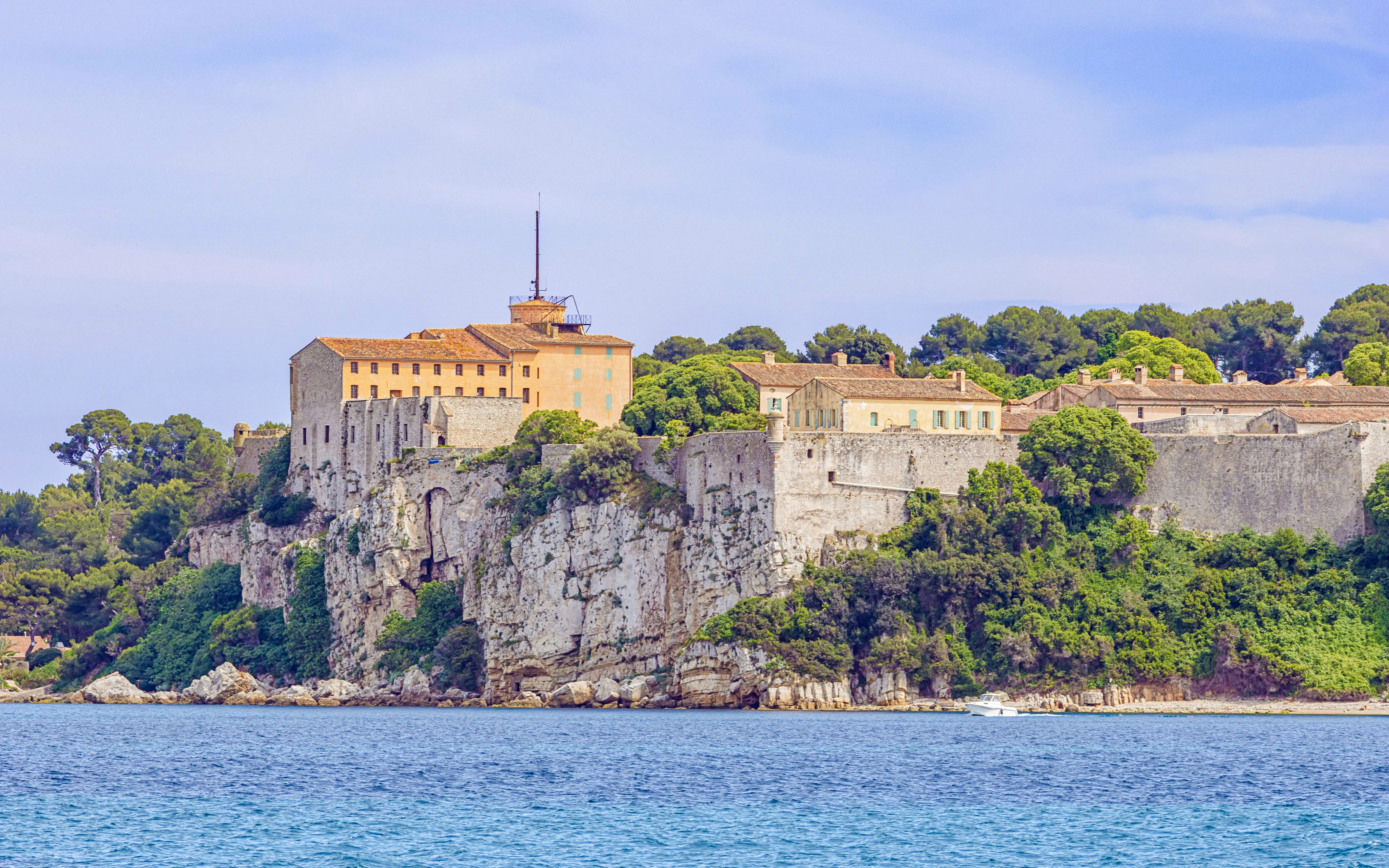 Fort Royal on rocky cliff, former prison of Man in the Iron Mask, overlooking Cannes.