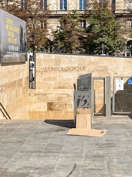 Entrance to the Archaeological Crypt of Île de la Cité, Paris.