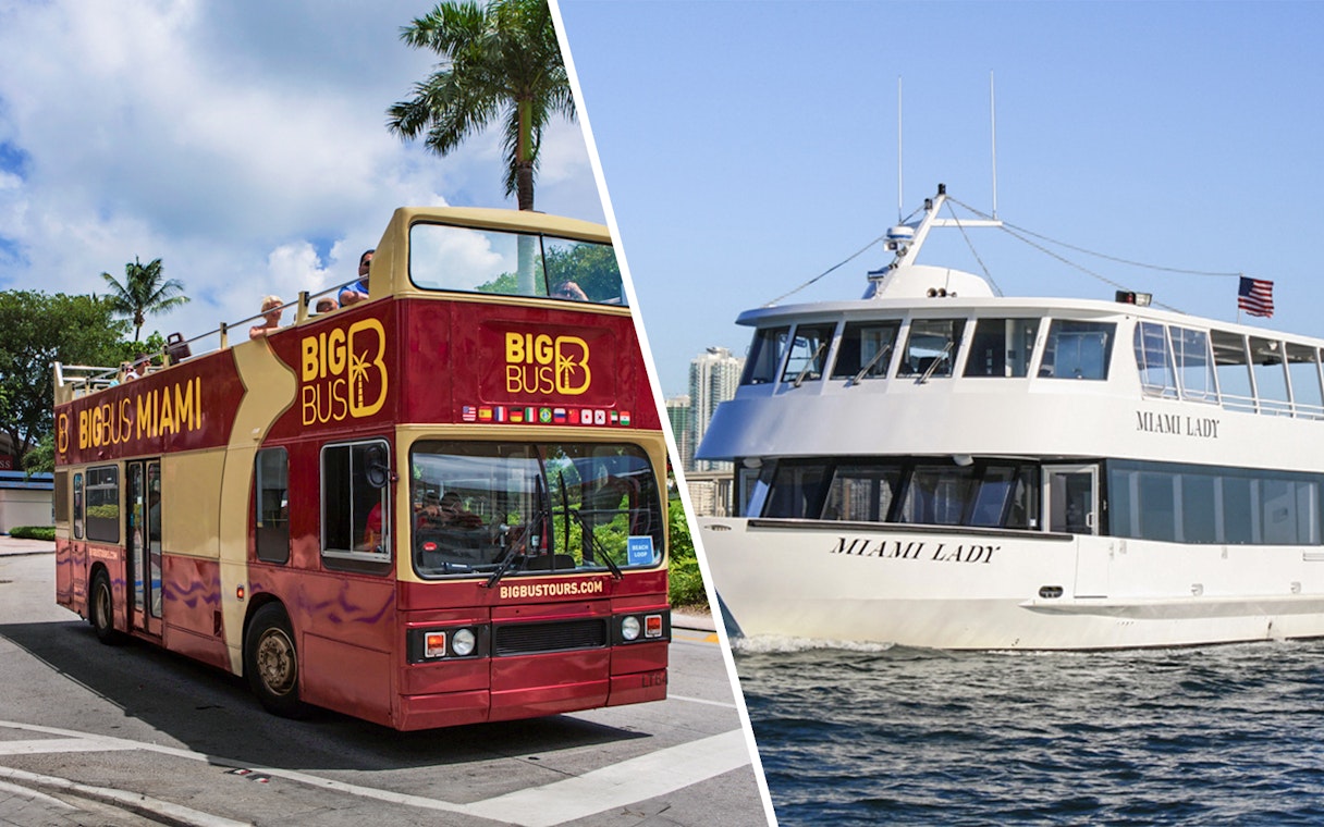 Big Bus Miami tour and Miami Lady cruise boat for Millionaires Row combo tour.