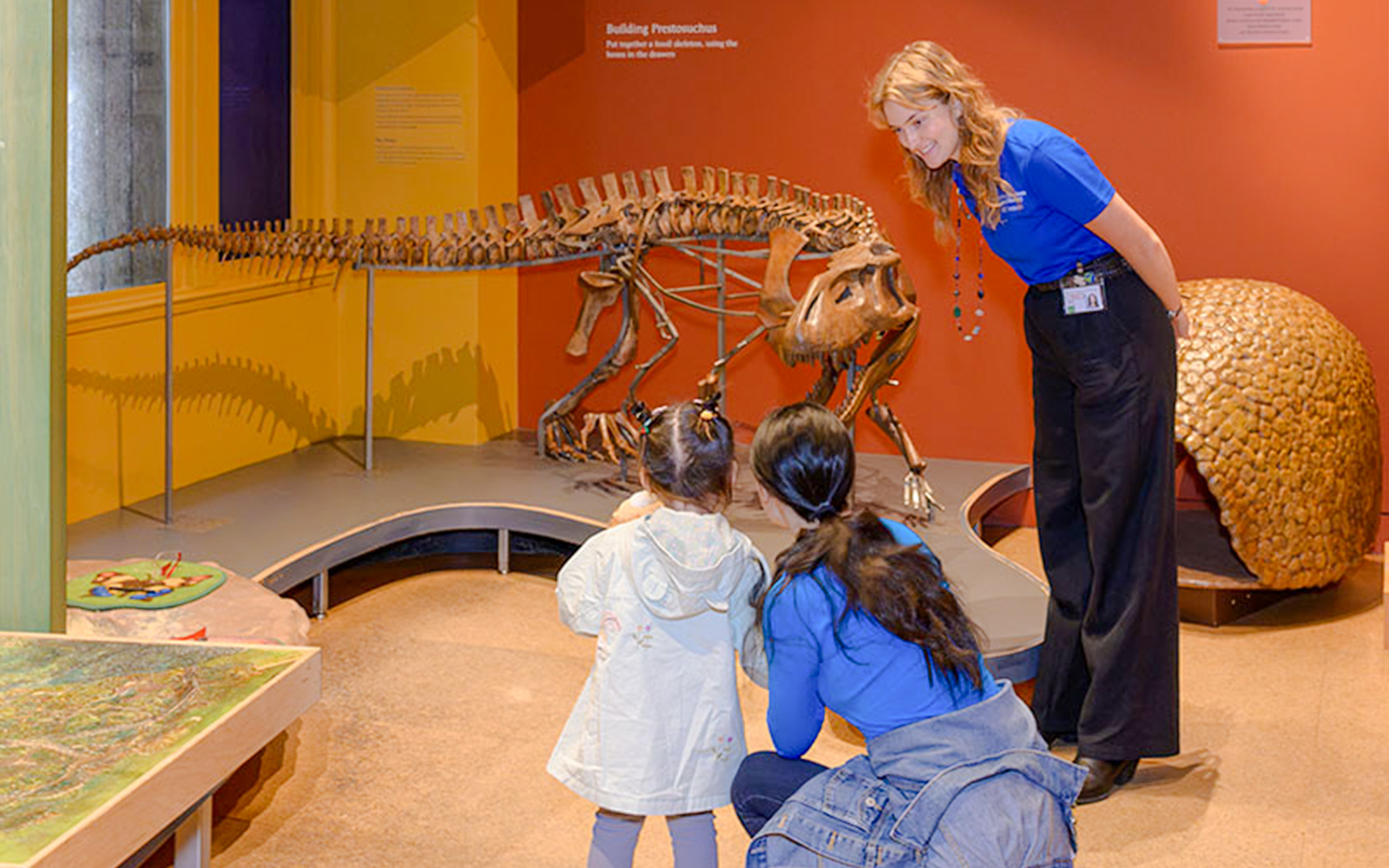Children exploring exhibits in the American Museum of Natural History Discovery Room, New York City.