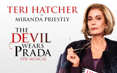 The Devil Wears Prada musical poster featuring a character holding glasses.