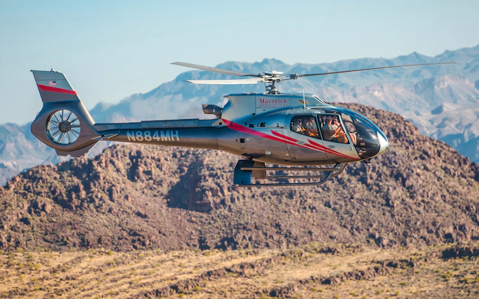 Helicopter flying over the Grand Canyon during Skywalk tour.
