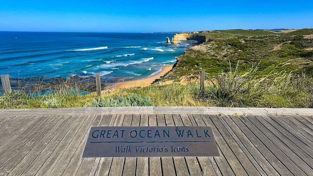 Twelve Apostles rock formations along Great Ocean Road during reverse tour, Melbourne.