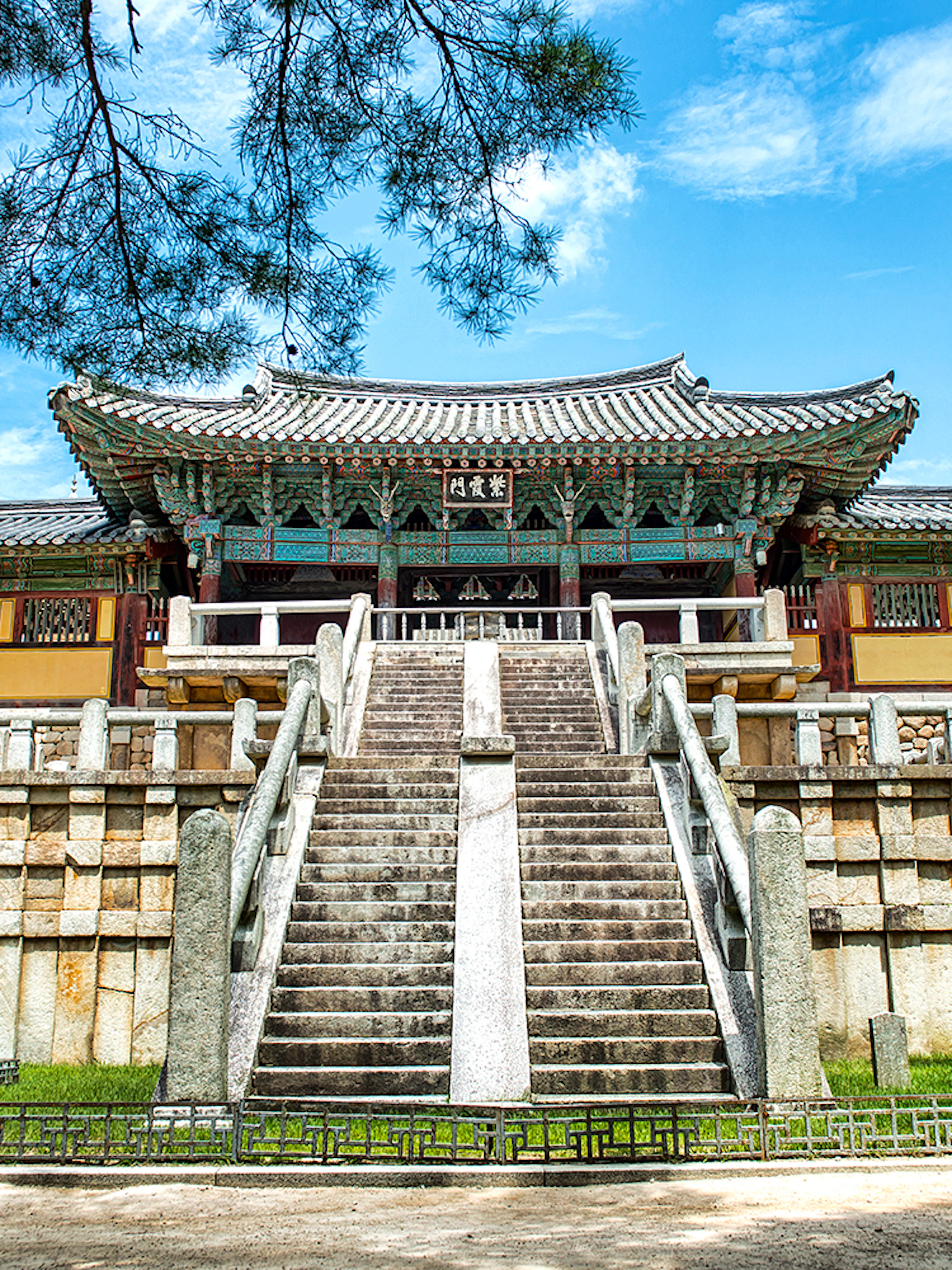 Bulguksa Temple entrance in Gyeongju, South Korea, part of UNESCO World Heritage Tour.