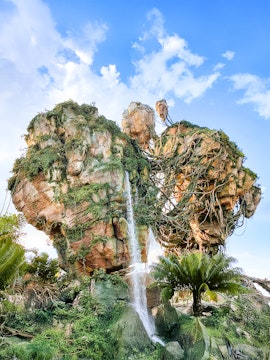 Floating islands with waterfall in Pandora, The World of Avatar, Walt Disney World, Orlando.