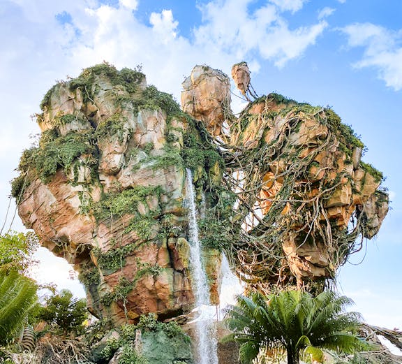 Floating islands with waterfall in Pandora, The World of Avatar, Walt Disney World, Orlando.