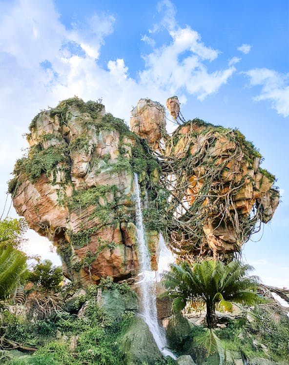 Floating islands with waterfall in Pandora, The World of Avatar, Walt Disney World, Orlando.