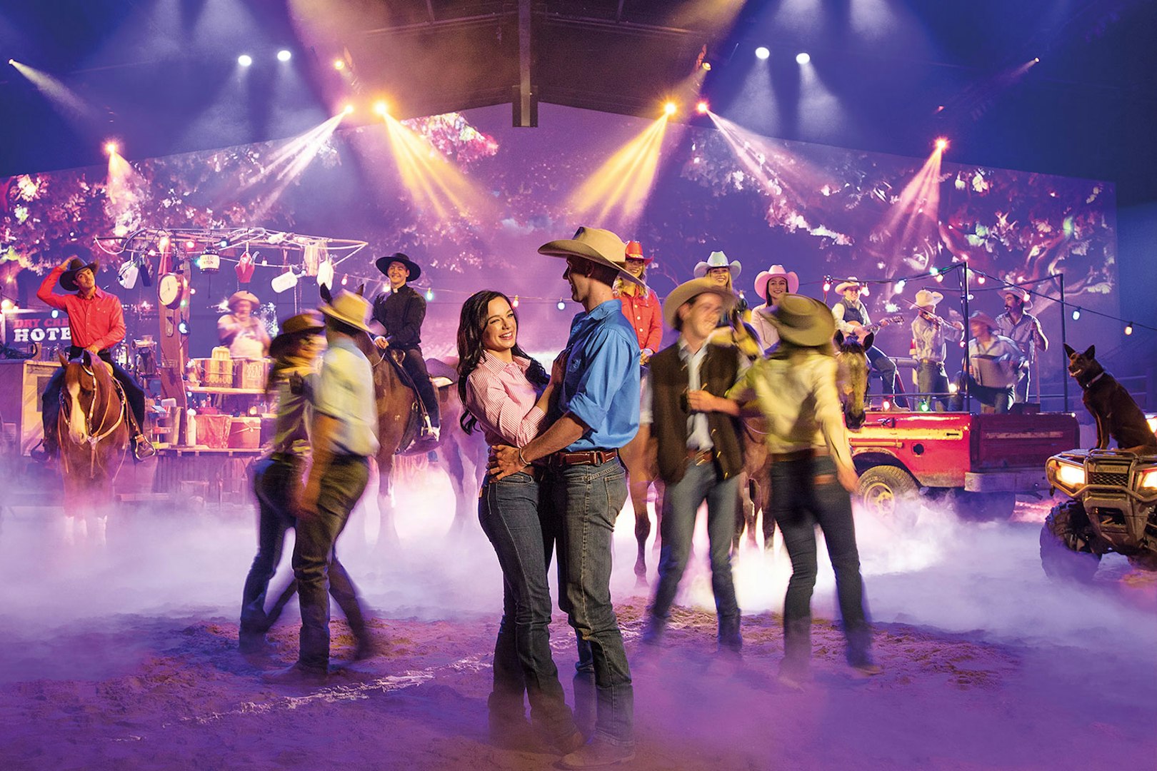 Performers in cowboy attire at Australian Outback Spectacular Heartland Dinner & Show.
