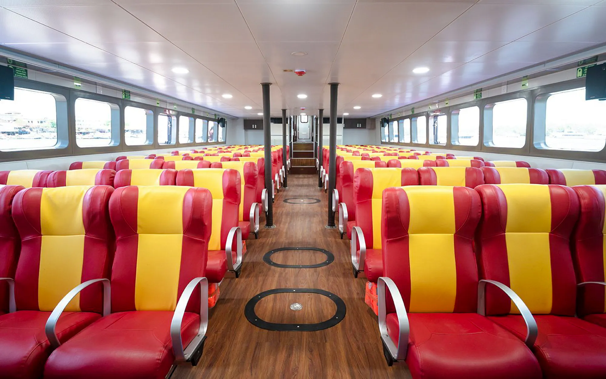 Interior seating of fast boat from Gili Island to Padangbai, Bali.